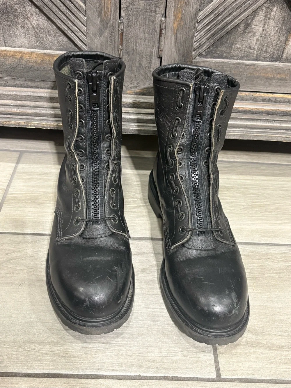 RED WING 4473 Vintage USA BLACK LEATHER ENGINEER MILITARY BOOTS 11 STEEL TOE